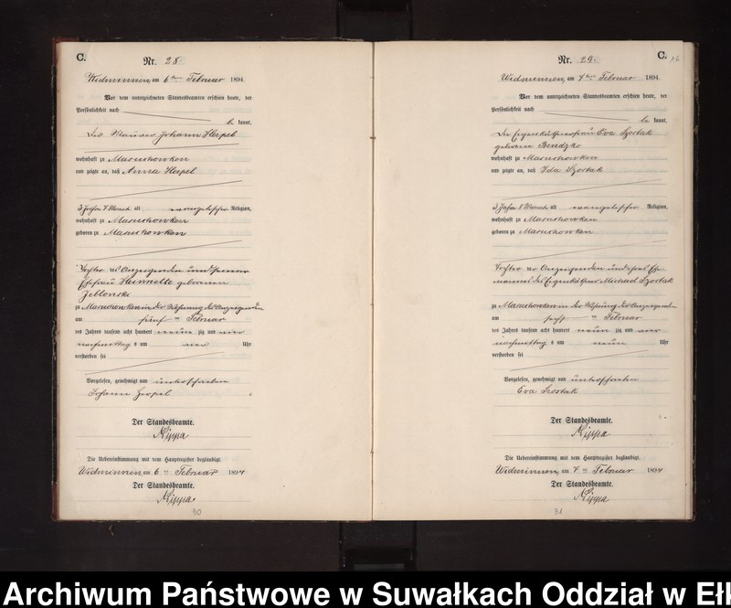 Obraz 19 z jednostki "Sterbe-Neben-Register des Preussischen Standes-Amtes Widminnen Kreis Loetzen"