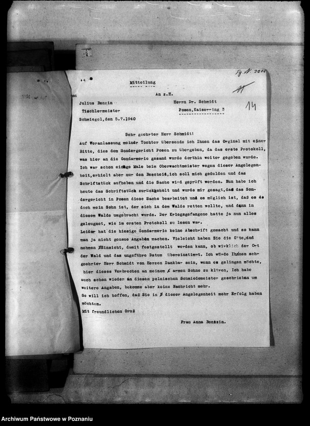 Obraz 19 z jednostki "Korespondencja w sprawie miejscowych Niemców, którzy zginęli w 1939 roku A - J"