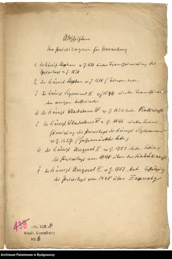 image.from.unit.number "[Odpisy przywilejów nadanych dla miasta Nowego przez Stefana Batorego, Zygmunta III Wazę, Władysława IV i Augusta II]"