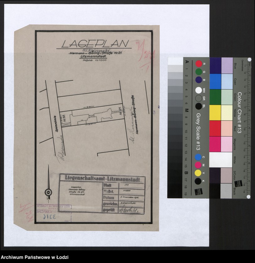 Obraz 1 z jednostki "Lageplan Hermann-Göring-Strasse Nr 21 Litzmannstadt"