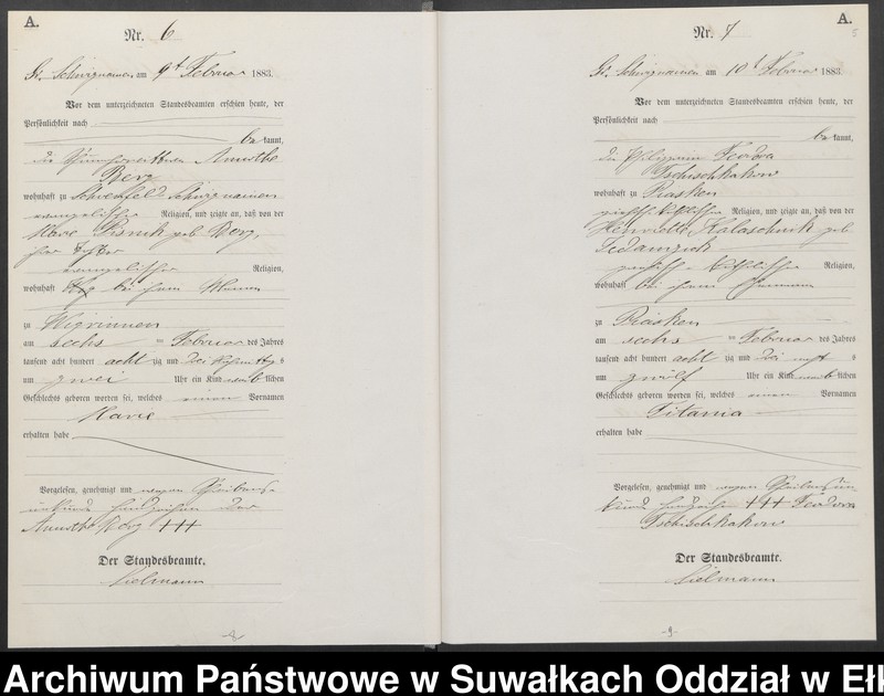 image.from.unit.number "Geburts-Haupt-Register des Königlich Preussischen Standes-Amtes Guszianka Kreis Sensburg"