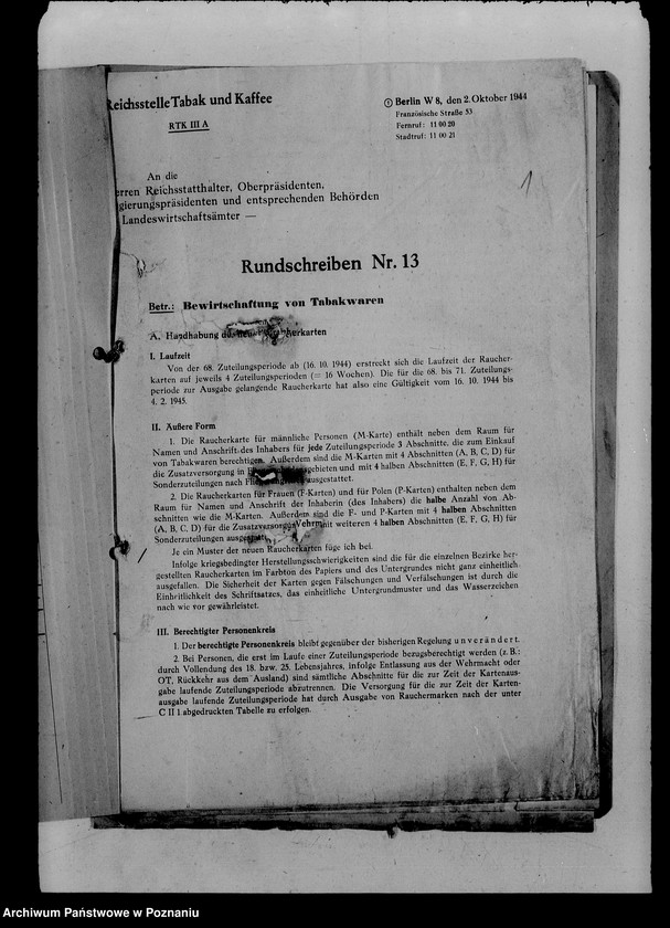 Obraz 5 z jednostki "Okólniki Bewirtschaftung von Tabakwaren"