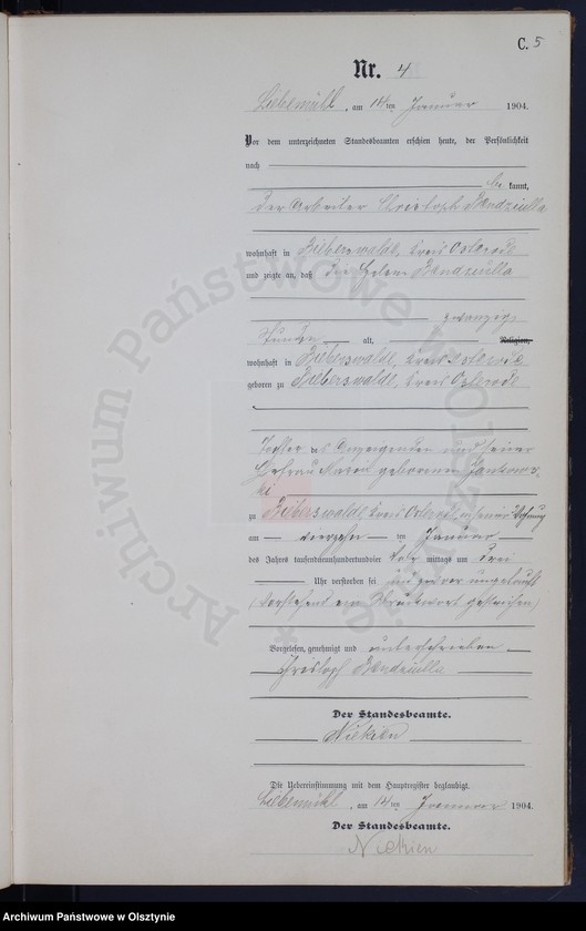 image.from.unit.number "Sterbe-Neben-Register Nr 1 - 71"