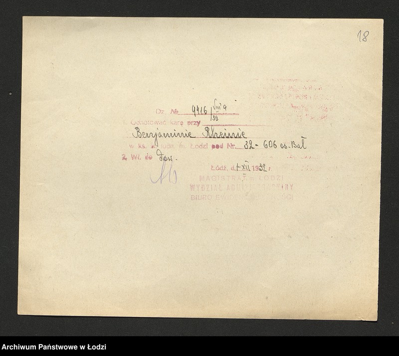 Obraz 20 z jednostki "Dowody metrykalne stałych mieszkańców osady Bałuty nr domu 32-34"