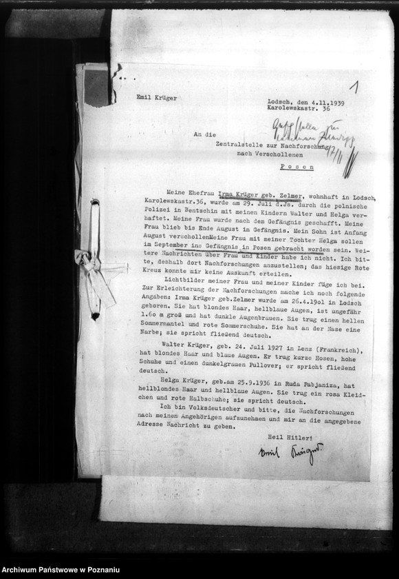 Obraz 5 z jednostki "Irma Krüger, geb. Zelmer, aus Litzmannstadt (Łódź)"