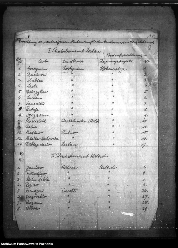 Obraz 12 z jednostki "Wykaz posterunków żandarmerii, na których należy przeprowadzić prace budowlane"