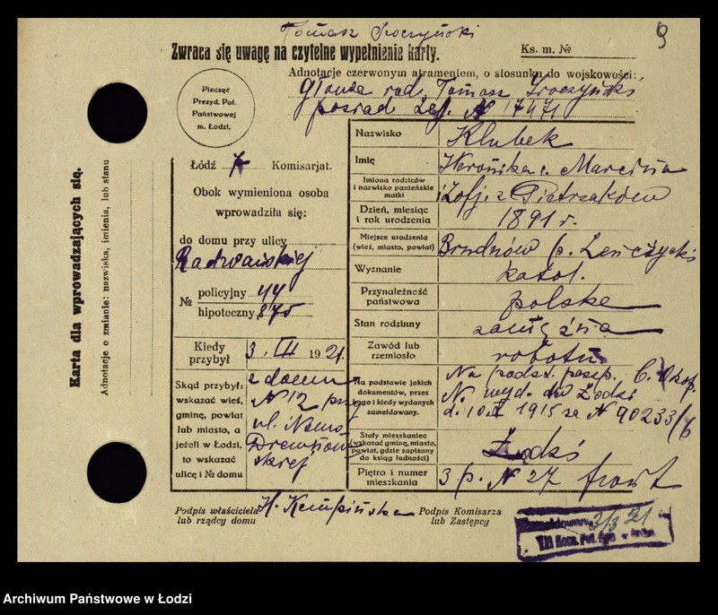 Obraz 11 z jednostki "[Spis ludności Łodzi] Kluka - Kmieć"