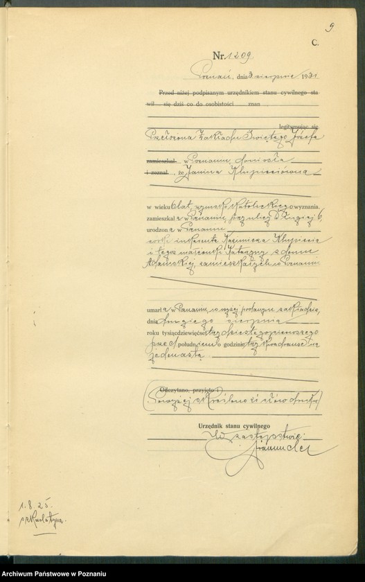 Obraz 11 z jednostki "Księga miejscowa zgonów tom III [Rejestr główny zgonów]"