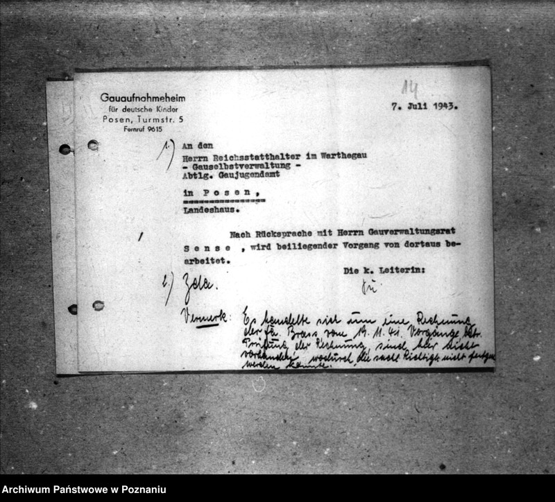 Obraz 19 z jednostki "Schriftwechsel mit der Gauselbsverwaltung vom 1 IV 1943 bis 31 III 1944. [Korespondencja w sprawach finansowych]."