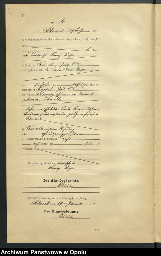 Obraz 9 z jednostki "Sterbe-Register (Neben-Register) Standesamt Altewalde 1910 No. 1 bis 45"