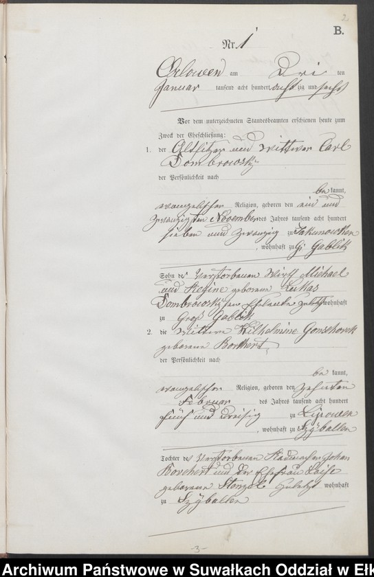 image.from.unit.number "Heiraths-Neben-Register des Preussischen Standes-Amtes Orlowen Kreis Loetzen für das Jahr 1886"