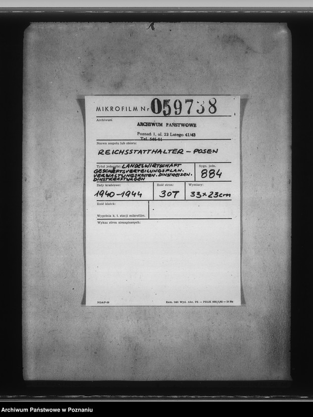 Obraz 2 z jednostki "Landeswirtschaft. Geschäftsverteilungsplan. Verwaltungskosten. Dienstreisen. Dienstkraftwagen"