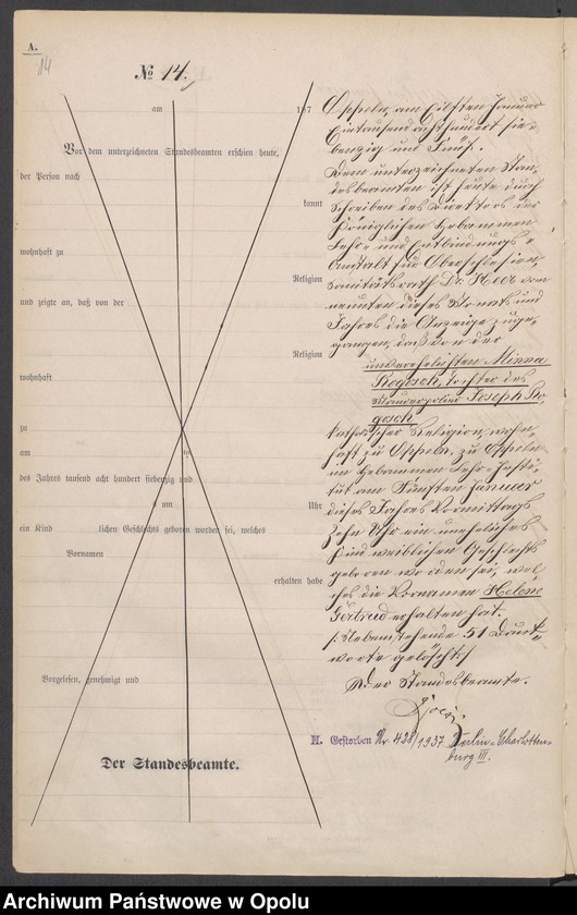 Obraz 18 z jednostki "[Księga urodzeń za rok 1875 Opole nr 1-480]"
