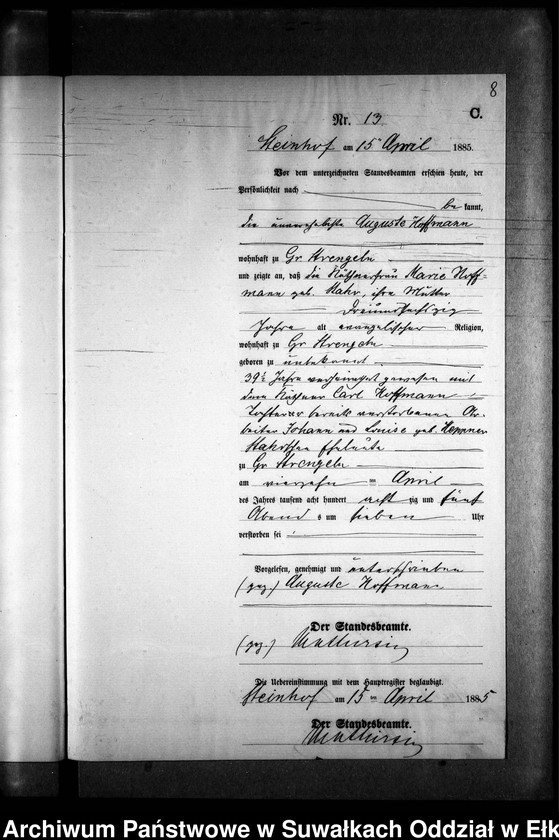 image.from.unit.number "Sterbe-Neben-Register des Preussischen Standes-Amtes Gr. Strengeln Kreis Angerburg"