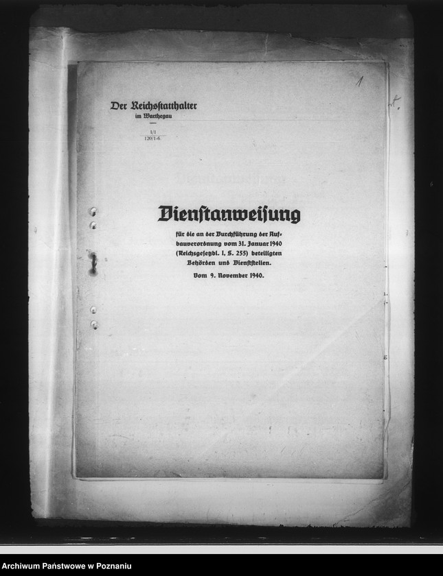 Obraz 5 z jednostki "Korespondencja i zarządzenia w sprawie tak zwanej odbudowy Kraju Warty"
