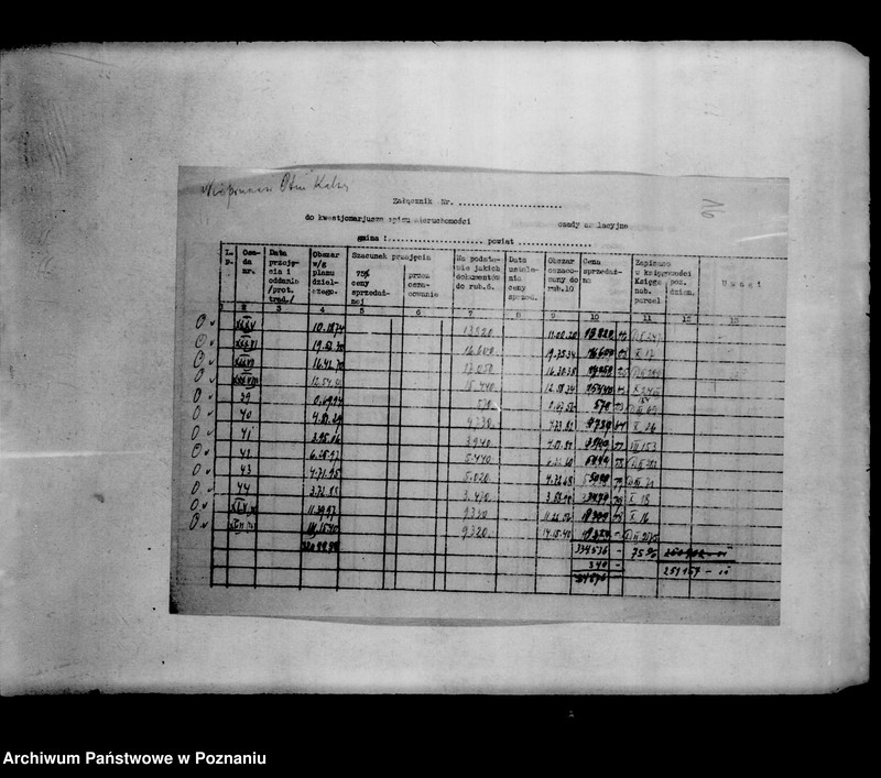 Obraz 20 z jednostki "/Fundusz obrotowy reformy rolnej i zestawienia/ powiaty nowotomyski i grodziski/"