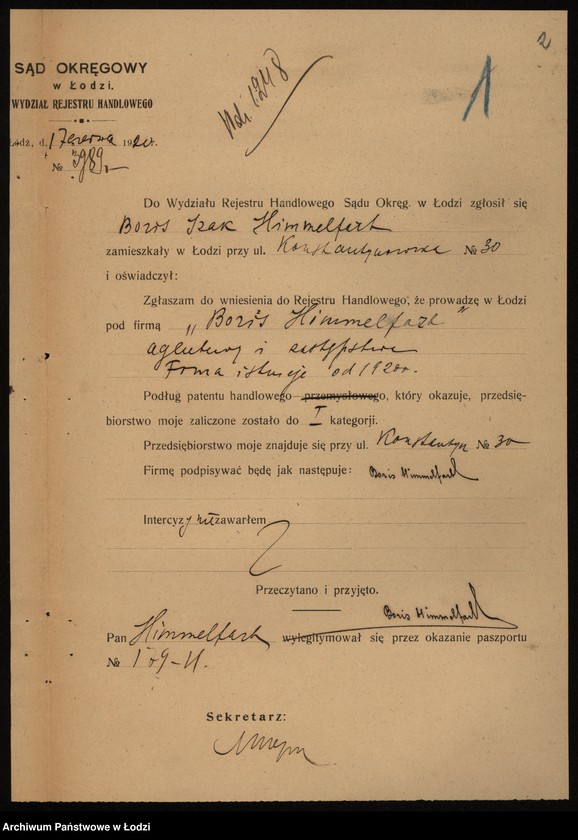 Obraz 4 z jednostki "Boris Izak Himmelfarb – agentury i zastępstwa"