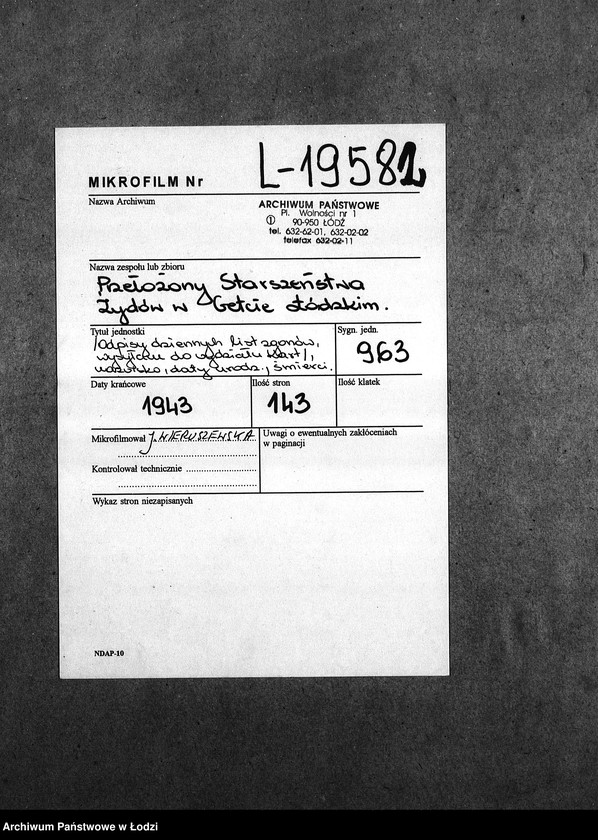 Obraz 2 z jednostki "[Odpisy dziennych list zgonów wysłanych do Wydziału Kart]"