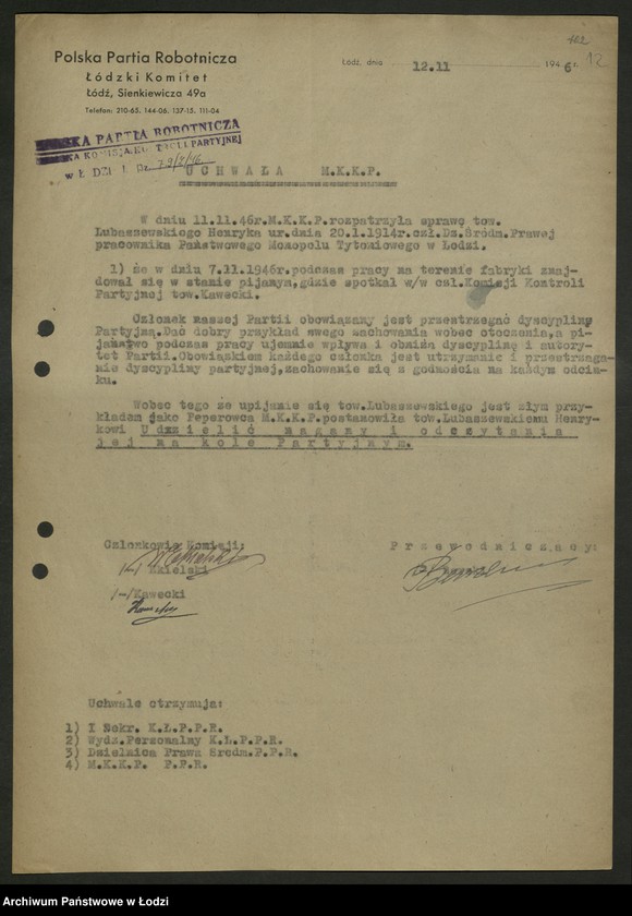 Obraz 13 z jednostki "Sprawozdania z akcji oczyszczania szeregów partyjnych"