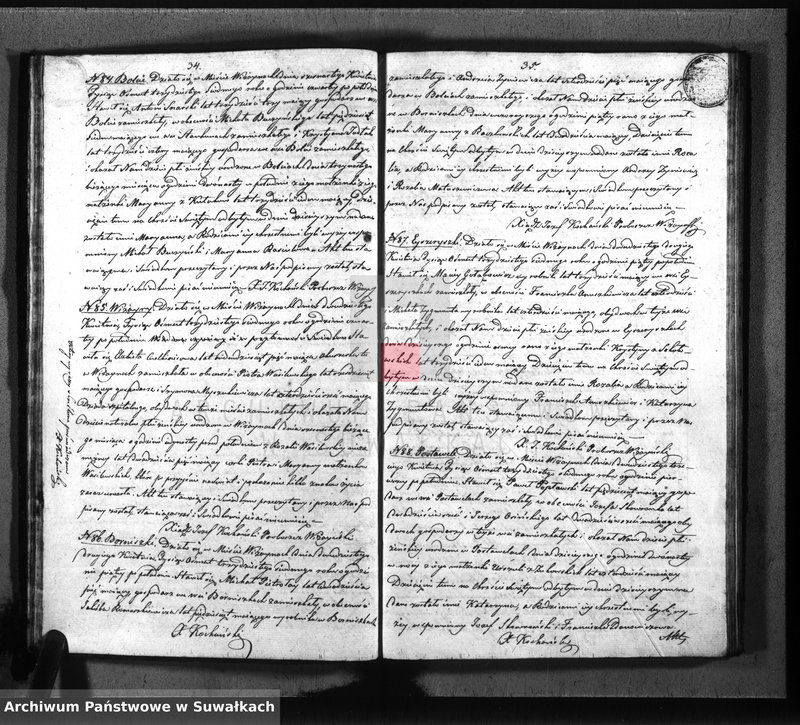 image.from.unit.number "Księga duplikat urodzenia, małżeństw i zejscia parafii wiżayńskiey z roku 1837"
