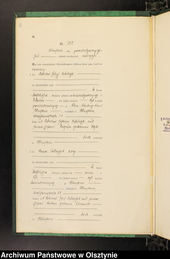 image.from.unit.number "Heirats-Haupt-Register Tom II, Nr 243-345"