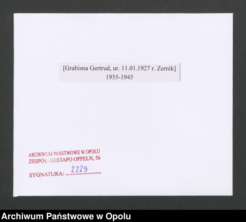 Obraz 2 z jednostki "[Grabisna Gertrud, ur. 11.01.1927 r. Zernik]"