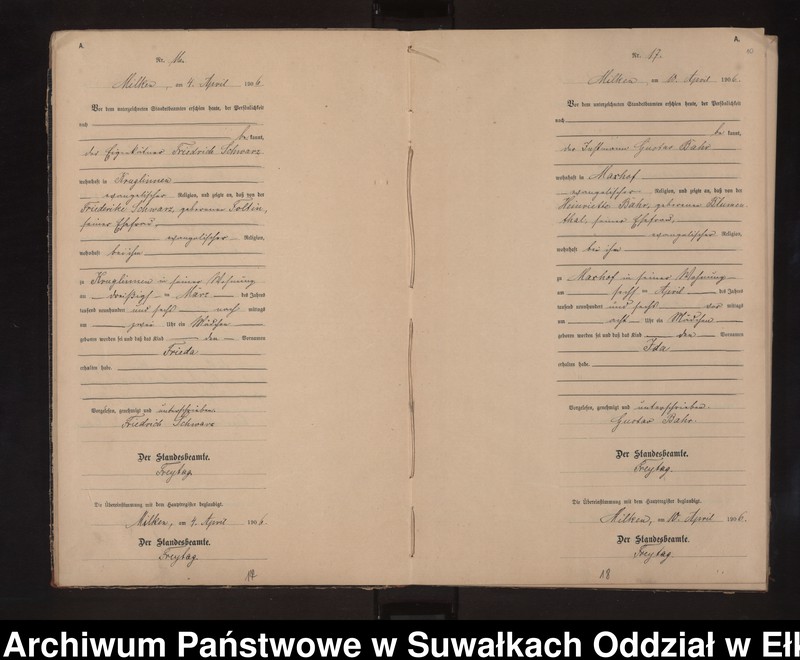 image.from.unit.number "Geburts-Neben-Register des Preussischen Standes-Amtes Stasswinnen Kreis Lötzen"
