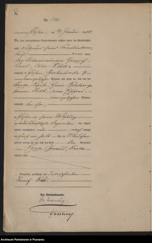 Obraz 15 z jednostki "Księga miejscowa urodzeń tom I [Rejestr główny urodzeń]"