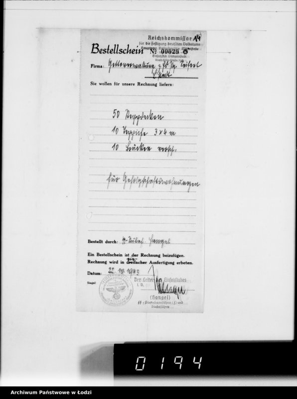 Obraz 18 z jednostki "Warenverwertung am Lager 91. [Aufträge] 5901-5950"