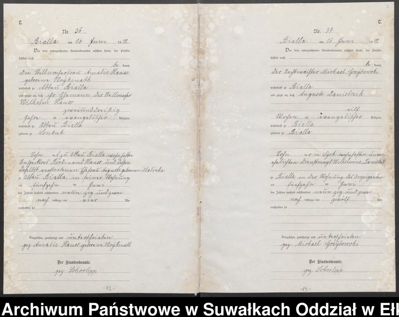 Obraz 10 z jednostki "[Sterbe-Haupt-Register des Königlichen Preussischen Standes-Amtes Bialla Kreis Johannisburg]"