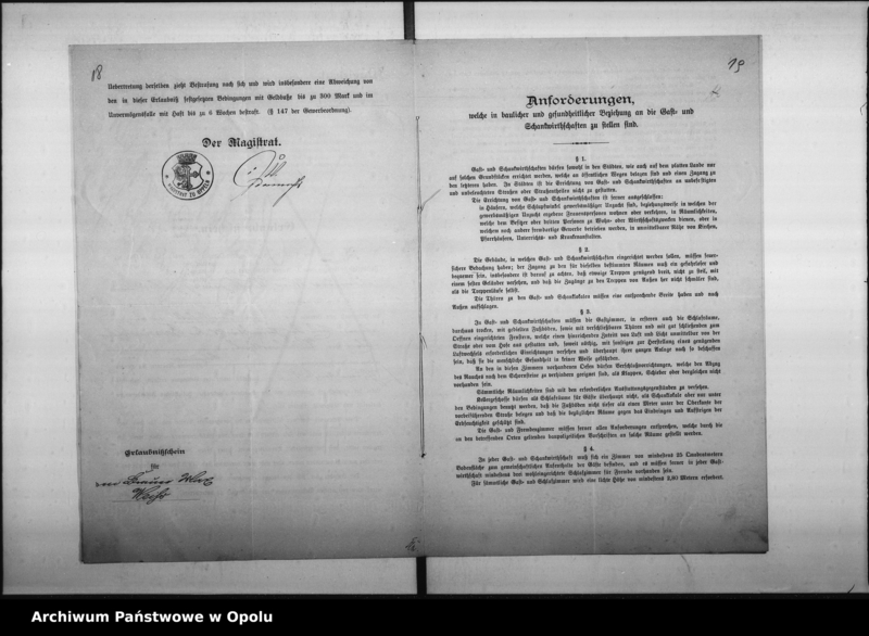 Obraz 17 z jednostki "Acta des Magistrats zu Oppeln betreffend den Schankwirthschaftsbetrieb im Hause No 8 Wilhelmstal durch Bosannek Vol: I"