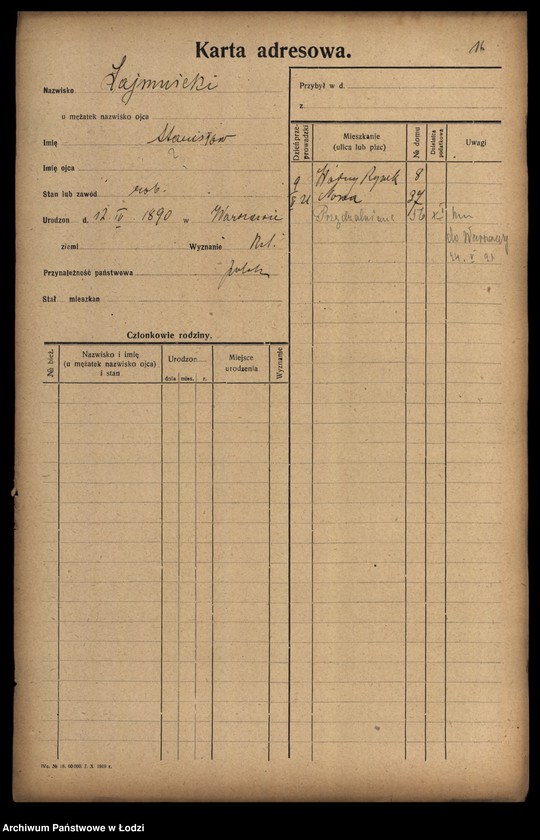 Obraz 18 z jednostki "[Spis ludności Łodzi] Lajfe-Łakomicki"