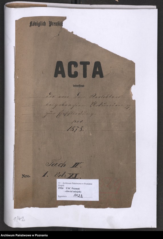 Obraz 2 z jednostki "Die von den Verlobten beigebrachten Urkunden zur Eheschliessung pro 1878"