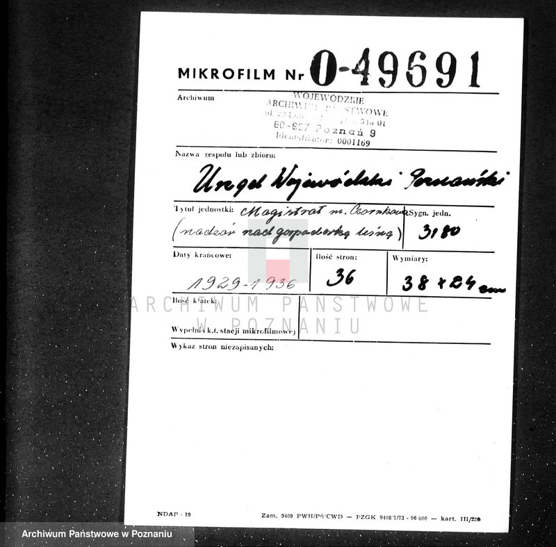 Obraz 2 z jednostki "Magistrat miasta Czarnkowa /nadzór nad gospodarką leśną/"