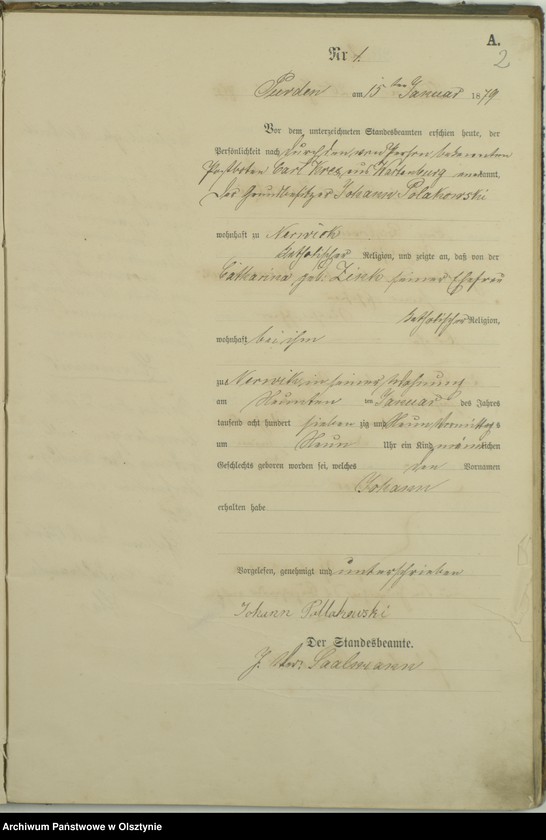Obraz z jednostki "Geburts-Haupt-Register Nr 1 - 52"