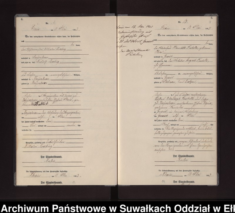 image.from.unit.number "Sterbe-Neben-Register des Königlichen Preussischen Standes-Amtes Gneist Kreis Loetzen"