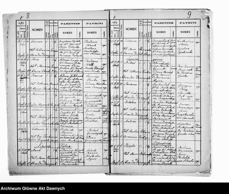 image.from.unit.number "Parafia: Podwysokie. Dekanat: Brzeżany. Kopie z ksiąg metrykalnych ur., śl., zg. dla wsi: Podwysokie, Cześniki, Danilcze, Demnia, Honoratówka, Hucisko, Kurzany, Lipica Górna i Dolna, Łopuszna, Sarnki Górne*, Wólka, Żołczów."