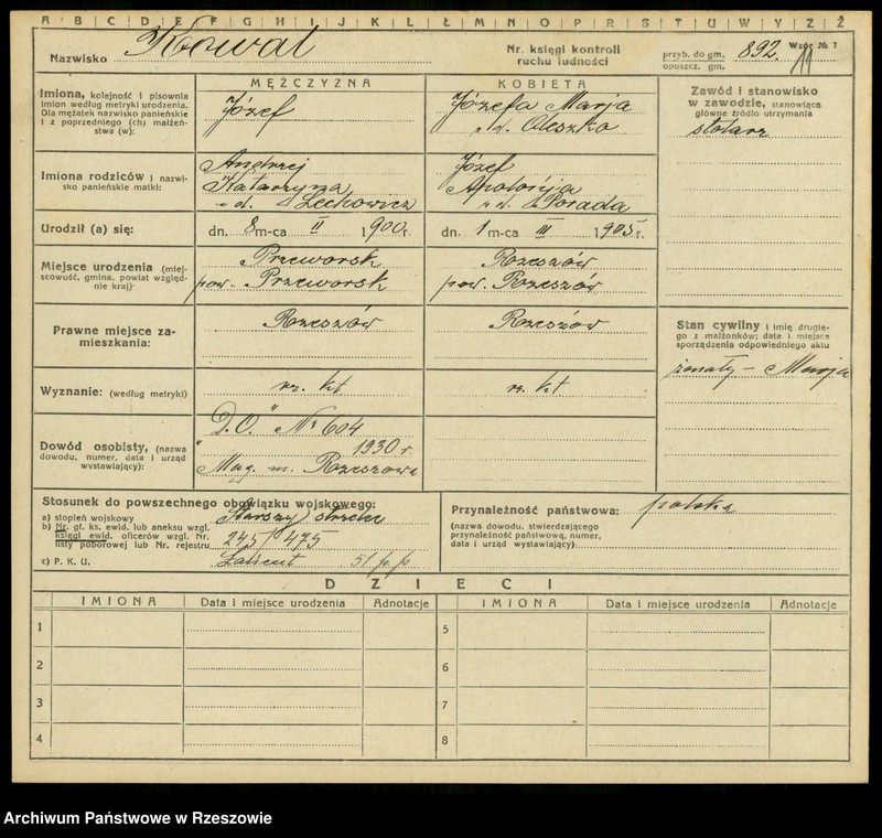 Obraz 13 z jednostki "Kartoteki kontroli ruchu ludności Litera: K"