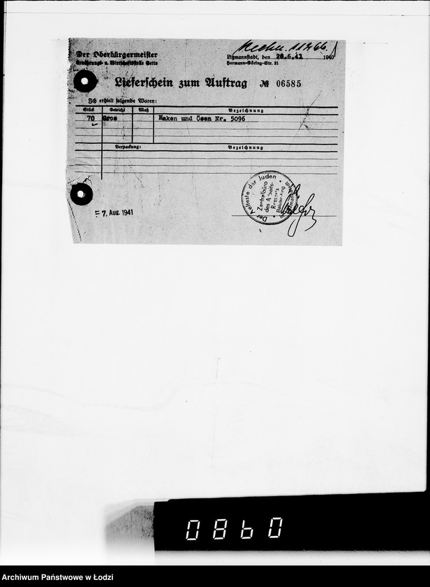 Obraz 5 z jednostki "Kriegsauftrag SS 5124-119-7-304843 13.510 Schutzmäntel f. Kraftfahrer K-Z 6"