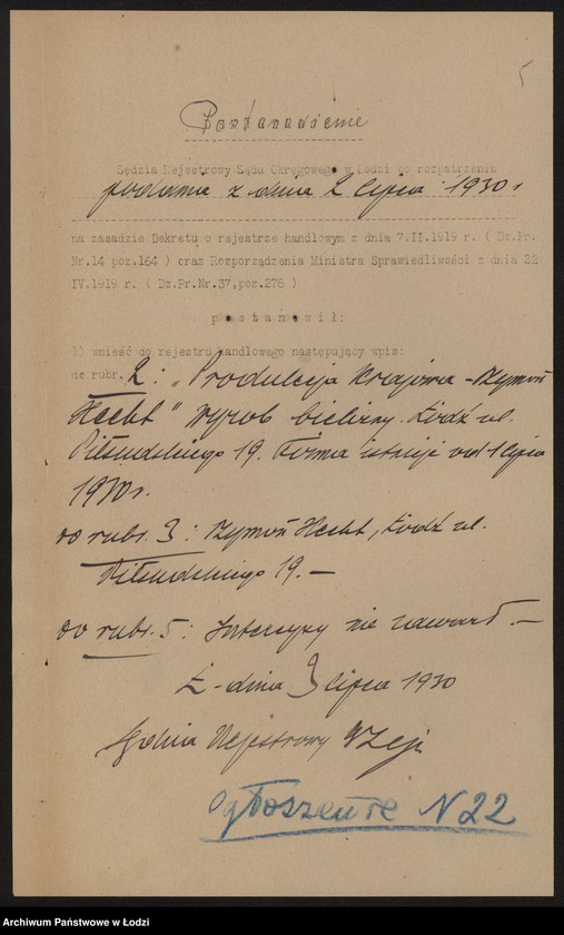 Obraz 7 z jednostki "Produkcja Krajowa- Szymon Hecht- wyrób bielizny"