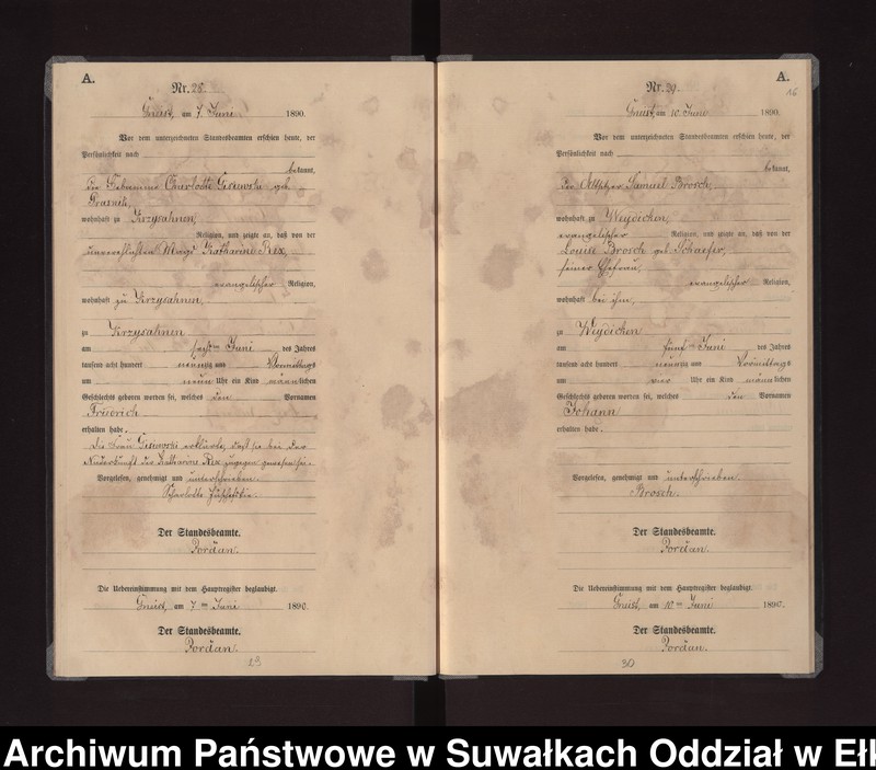 image.from.unit.number "Geburts-Neben-Register des Königlichen Preussischen Standes-Amtes Gneist Kreis Loetzen"