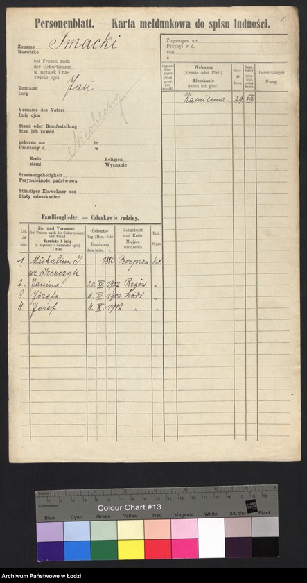 Obraz 3 z jednostki "[Spis ludności Łodzi] Imacki - Iwanowa"