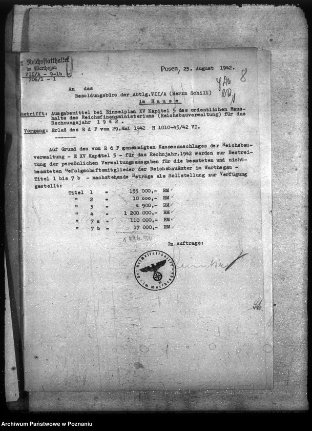 Obraz 12 z jednostki "Haupt - Haushaltsüberwachliste Rechnungsjahr 1942."