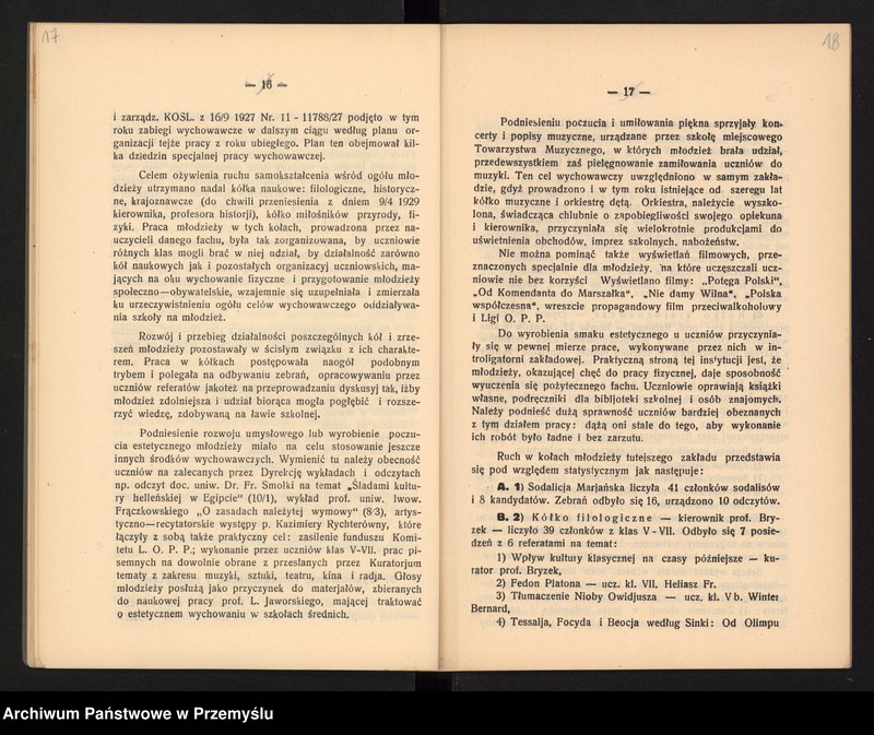 image.from.unit.number "Sprawozdanie Dyrekcji Państw[owego] Gimnazjum I w Jarosławiu za rok szkolny 1928/9"