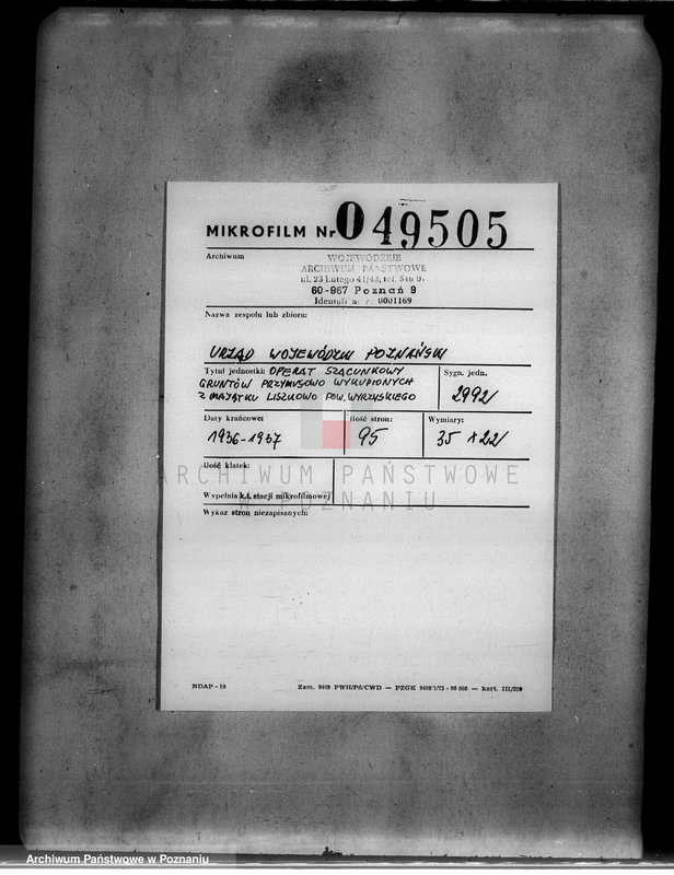 Obraz 2 z jednostki "Operat szacunkowy gruntów przymusowo-wykupionych z majątku Liszkowo powiatu wyrzyskiego"