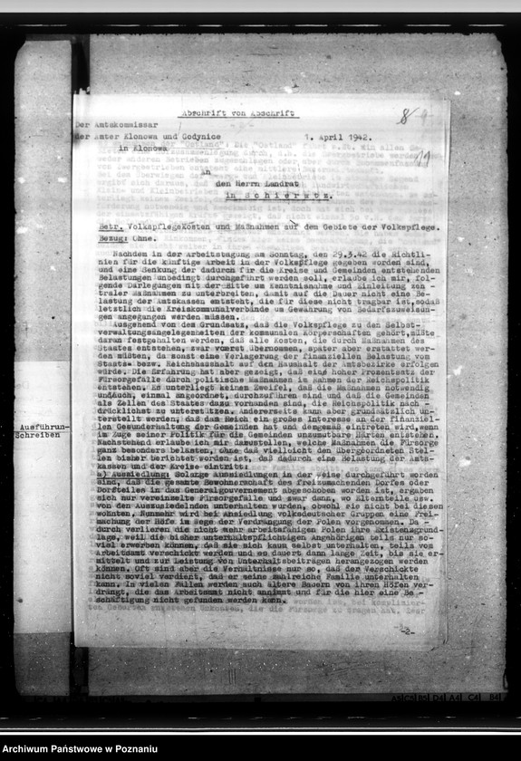 Obraz 17 z jednostki "Tätigkeitsberichte des Landrats des Kreises Schieratz über gemeindliche Finanz- und Steuerpolitik, sowie die Volkspflegekosten und Massnahmen auf dem Gebiete der Volkspflege"