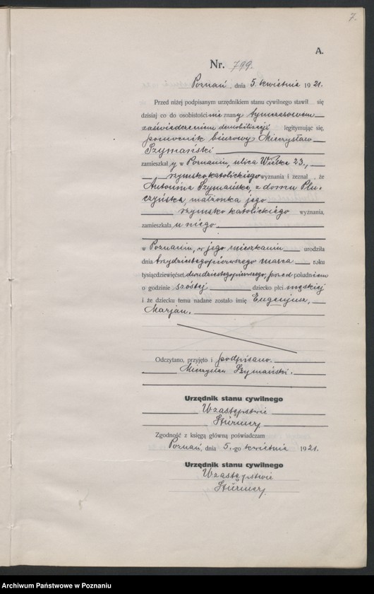 Obraz 9 z jednostki "Księga urodzeń odpis tom III [Rejestr poboczny urodzeń]"