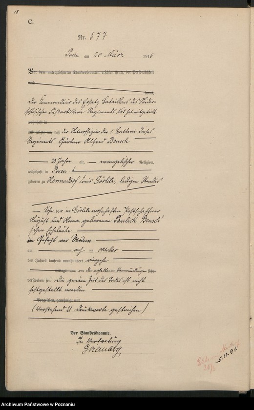 Obraz 20 z jednostki "Księga miejscowa zgonów tom II [Rejestr główny zgonów]"