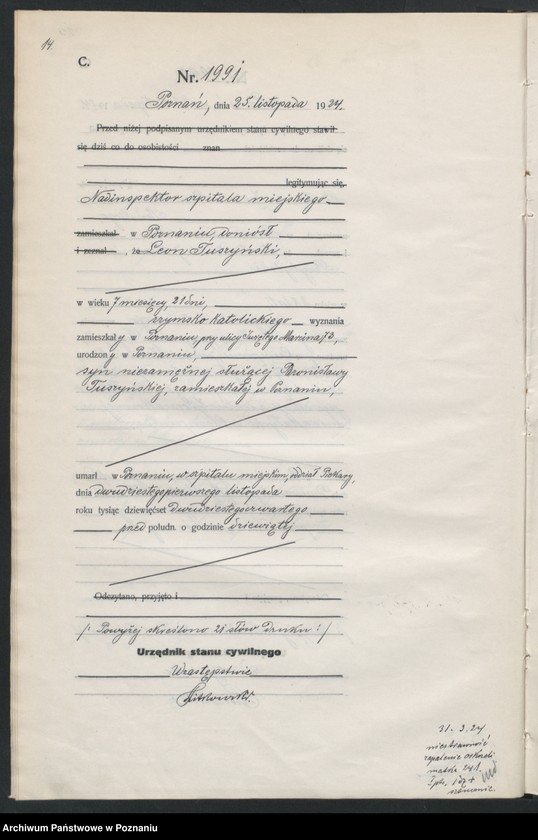 Obraz 16 z jednostki "Księga miejscowa zgonów tom IV [Rejestr główny zgonów]"