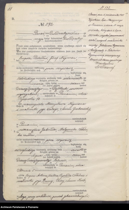 Obraz 20 z jednostki "Księga miejscowa małżeństw tom III [Rejestr główny małżeństw]"